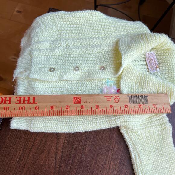 Vintage CRADLE KNIT embroidered flowers Sweater Cardigan 3 mon yellow cardigan - Picture 9 of 10